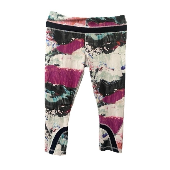 Lululemon Run Inspire Crop II All Luxtreme Pigment Wave Multi / Black Leggings - Picture 1 of 6